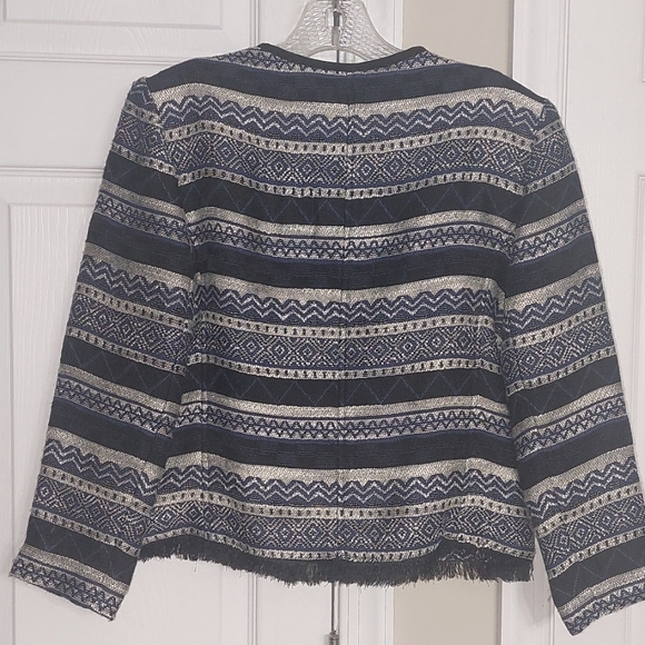 LOFT Patterned Striped Tweed Blazer Sz 2 NWT - Picture 2 of 4